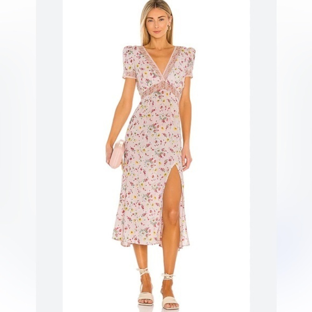 LPA cottagecore Puff Sleeve babydoll Midi Dress milkmaid new with tags
